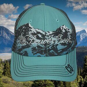 Beaver Creek Colorado Ski Turquoise Gray Graphic Mesh Trucker Snapback Hat Cap